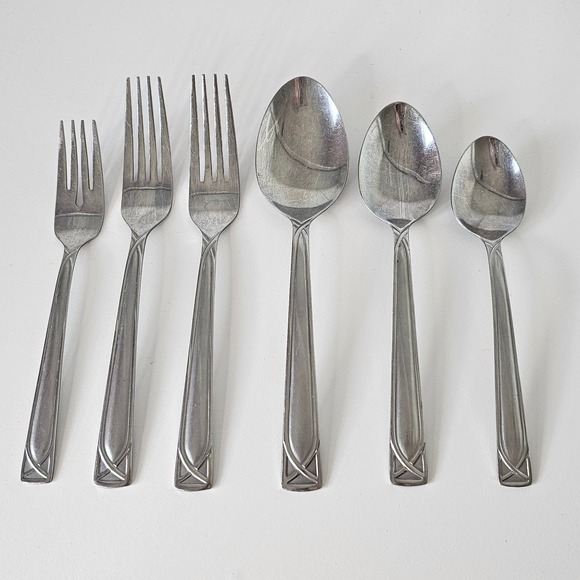 Pfalzgraff Crossroads Setting Silverware 6-piece Set Forks Spoons Flatware - Picture 1 of 6